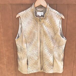 Erin London Full-zip Tan Textured Vest